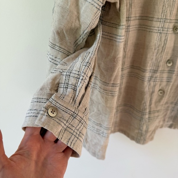 Pendleton plaid button up shirt long sleeve flax rayon blend beige SZ 1X - Picture 5 of 7